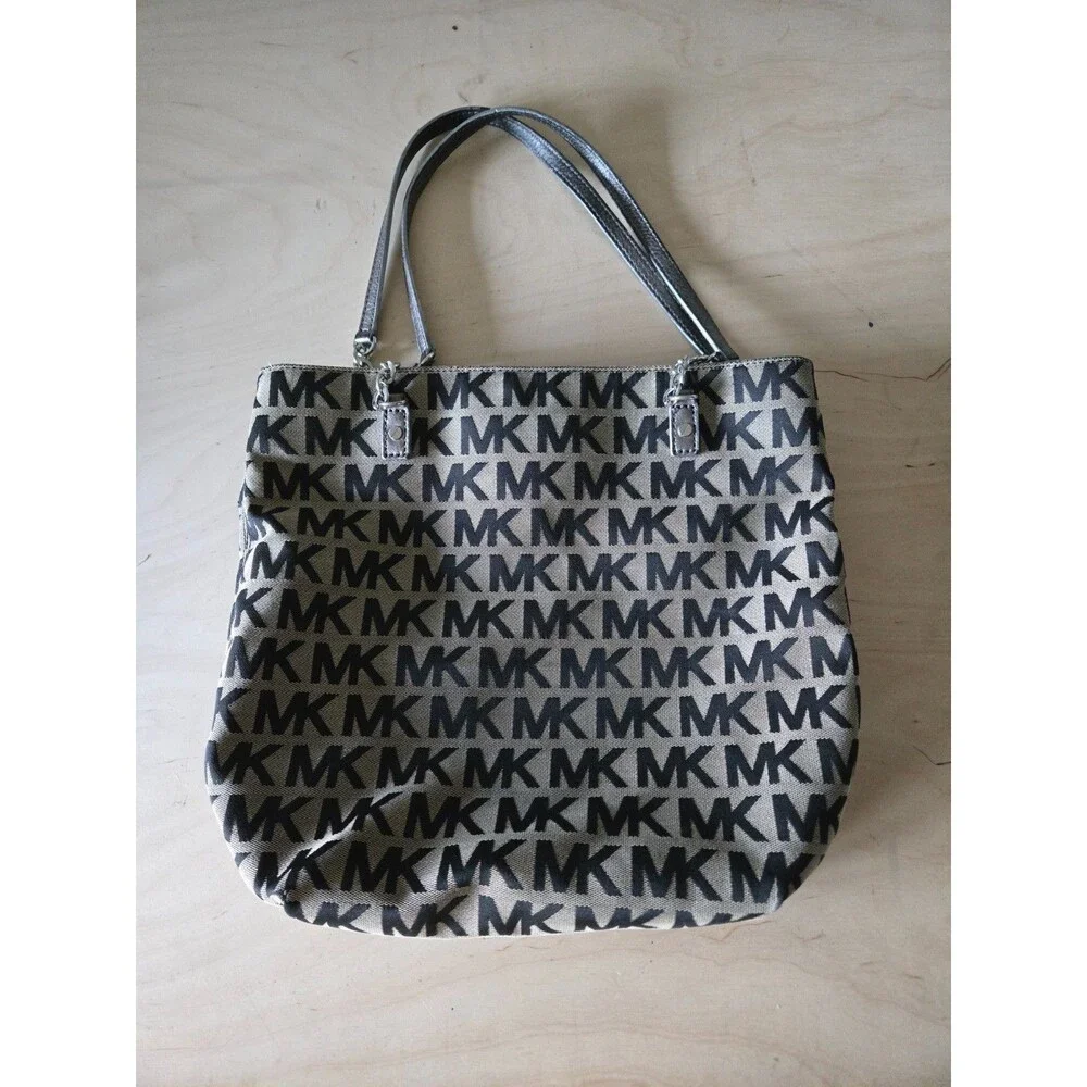 Michael Kors Signature Jacquard Canvas Bag Jet Set Shoulder Tote